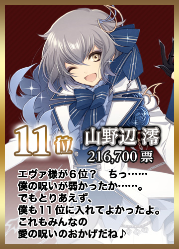 第１１位 山野辺零 216,700票